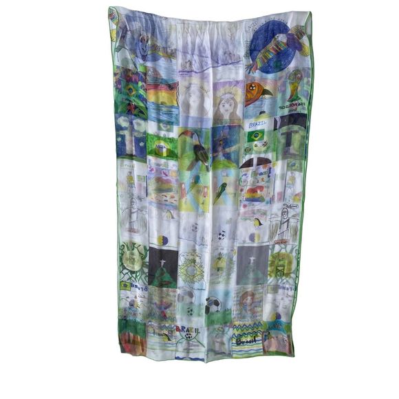 Rare Women's 100% Silk Rectangle Scarf Brazil OS Summer Artsy